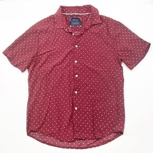 Cactus man maroon polkadot print short sleeve button down shirt